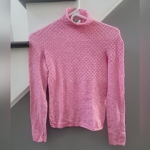United Colors of Benetton Women’s Pink High Neck Sweater Italy Soft